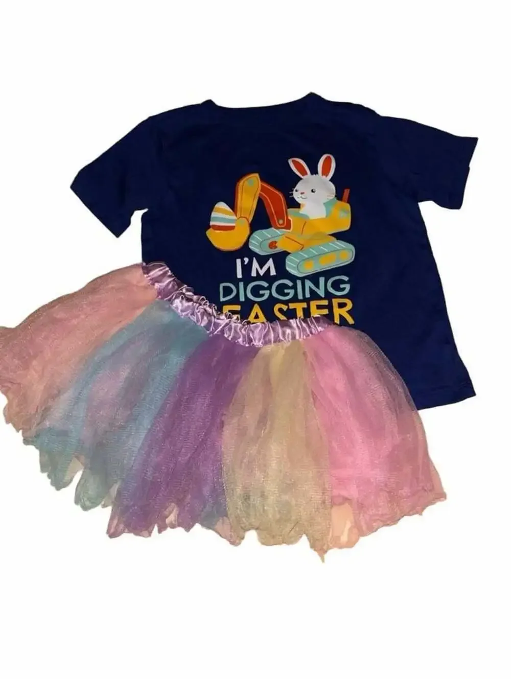 Baby And Toddler Boys Short Sleeve Digging Easter Graphic Tee - BLue 4T